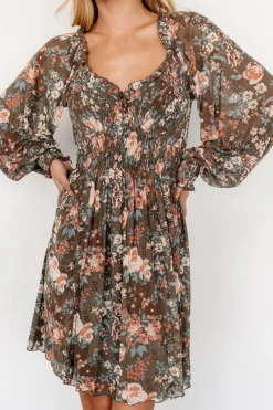 Sale Baltic Born Parker Short Dress | Olive Multi Floral OliveMultiFloral