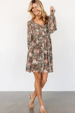 Sale Baltic Born Parker Short Dress | Olive Multi Floral OliveMultiFloral