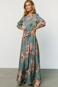 Sale Baltic Born Paula Satin Maxi Dress | Blue + Pink Multi Blue+PinkMulti