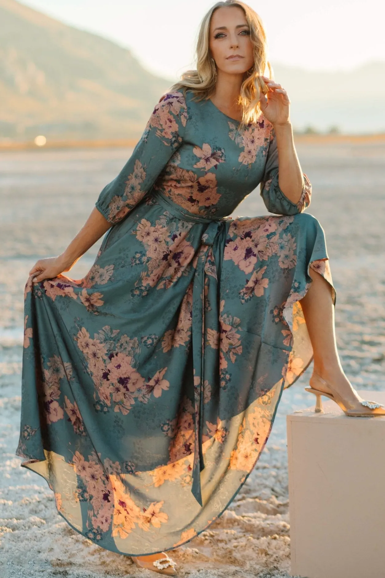Sale Baltic Born Paula Satin Maxi Dress | Blue + Pink Multi Blue+PinkMulti
