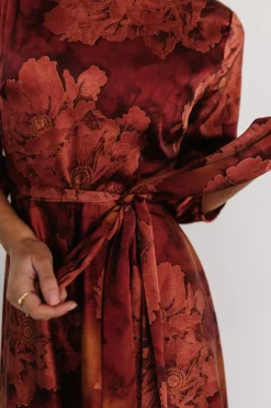 Fashion Baltic Born Paula Satin Maxi Dress | Terracotta Floral TerracottaFloral