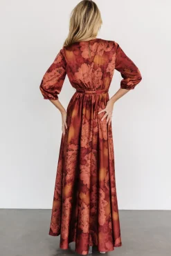 Fashion Baltic Born Paula Satin Maxi Dress | Terracotta Floral TerracottaFloral