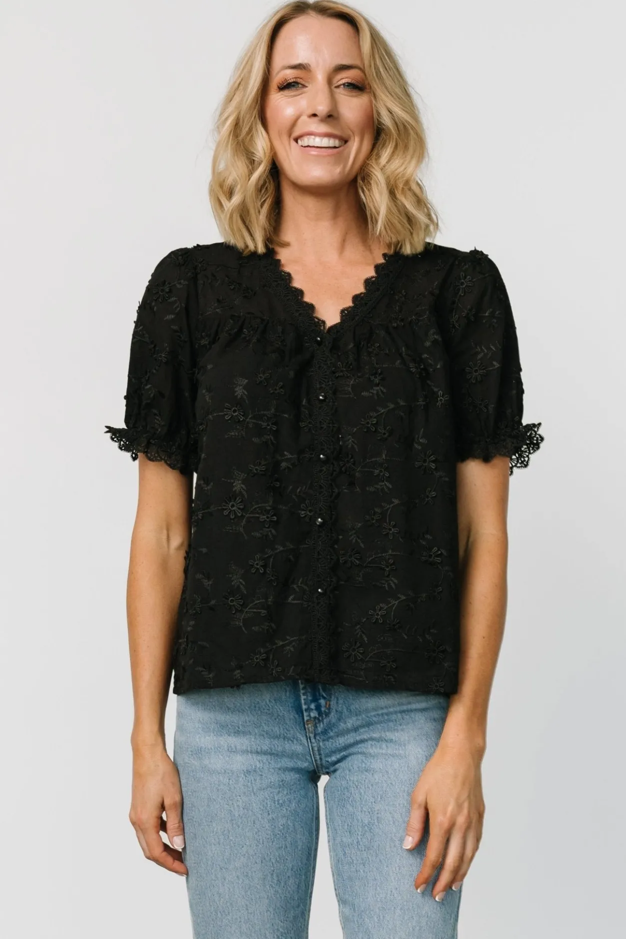 Discount Baltic Born Pauline Embossed Top | Black