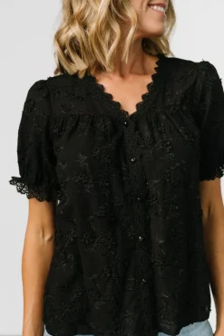 Discount Baltic Born Pauline Embossed Top | Black