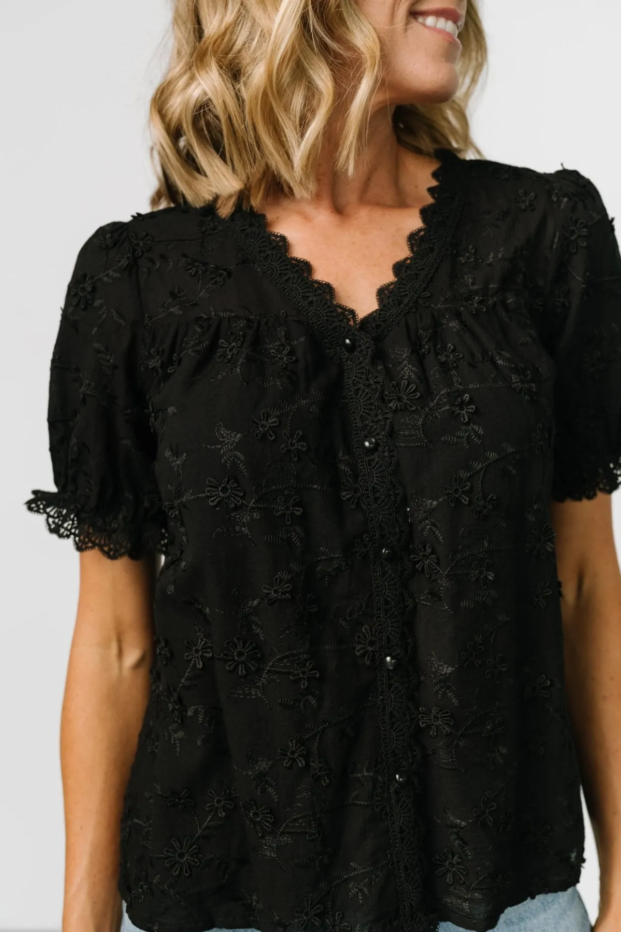 Discount Baltic Born Pauline Embossed Top | Black