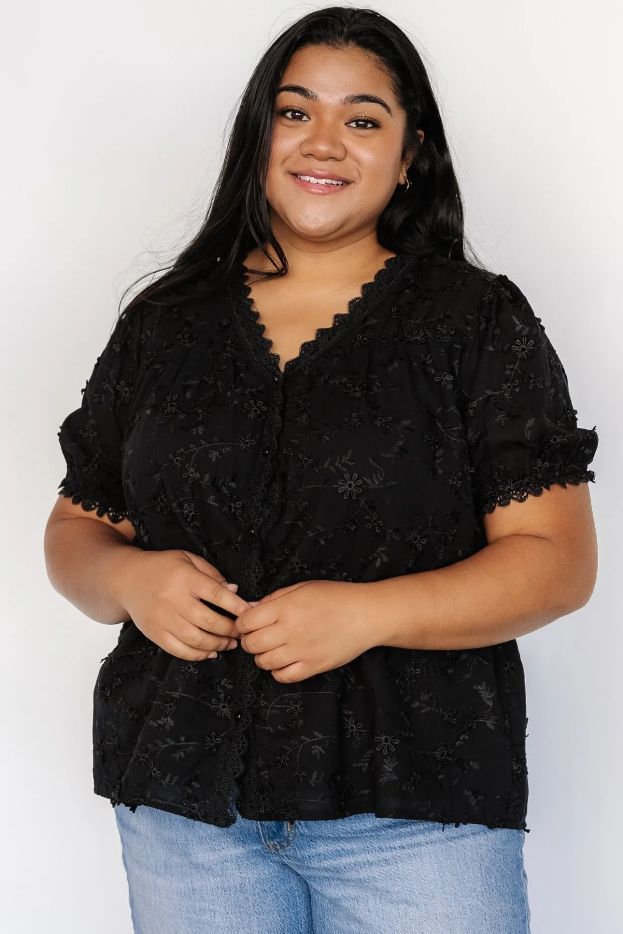 Discount Baltic Born Pauline Embossed Top | Black