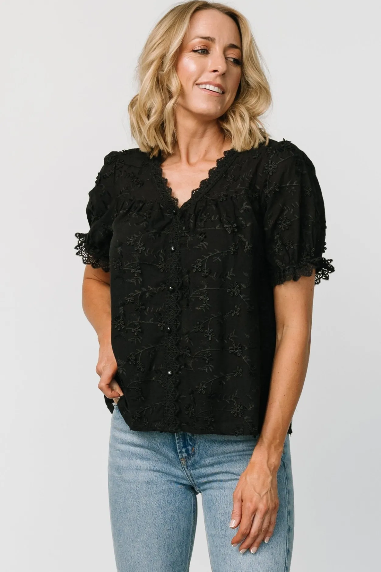 Discount Baltic Born Pauline Embossed Top | Black