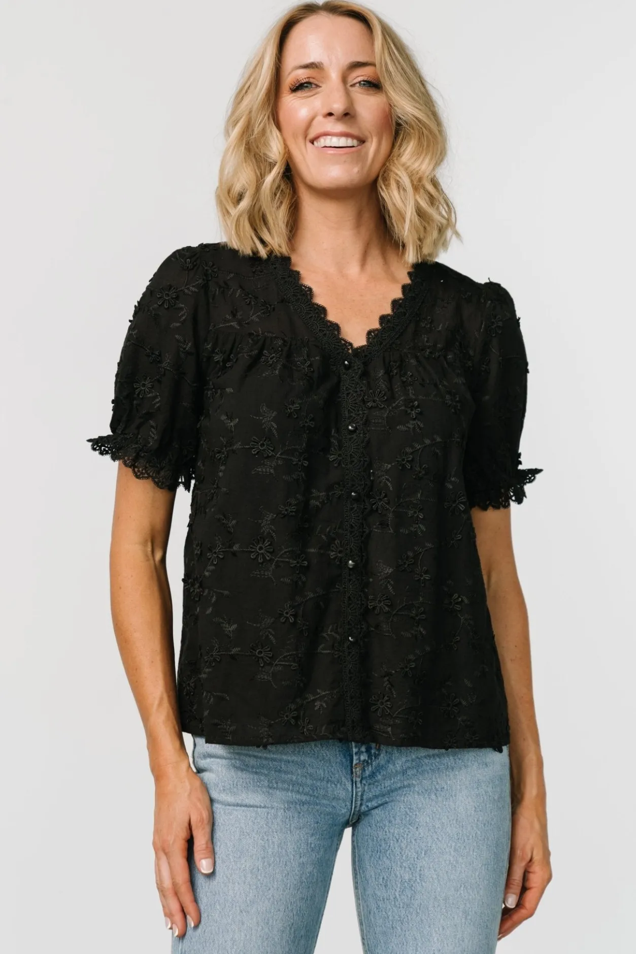 Discount Baltic Born Pauline Embossed Top | Black