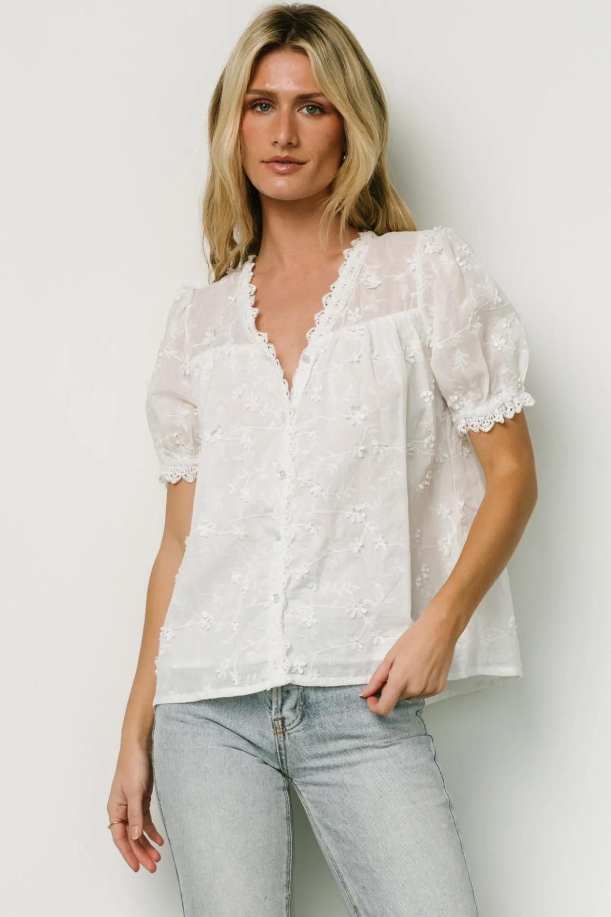 Sale Baltic Born Pauline Embossed Top | Off White OffWhite
