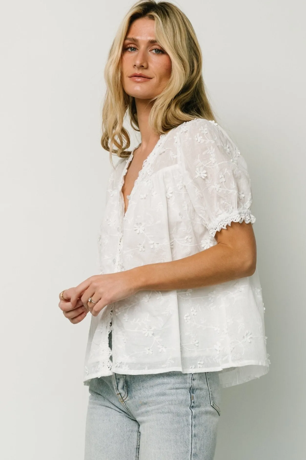 Sale Baltic Born Pauline Embossed Top | Off White OffWhite