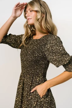 New Baltic Born Pele Tiered Midi Dress | Black Floral BlackFloral