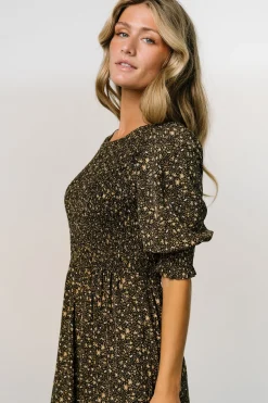 New Baltic Born Pele Tiered Midi Dress | Black Floral BlackFloral