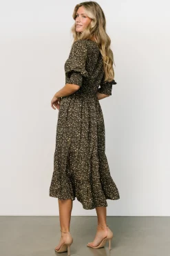 New Baltic Born Pele Tiered Midi Dress | Black Floral BlackFloral