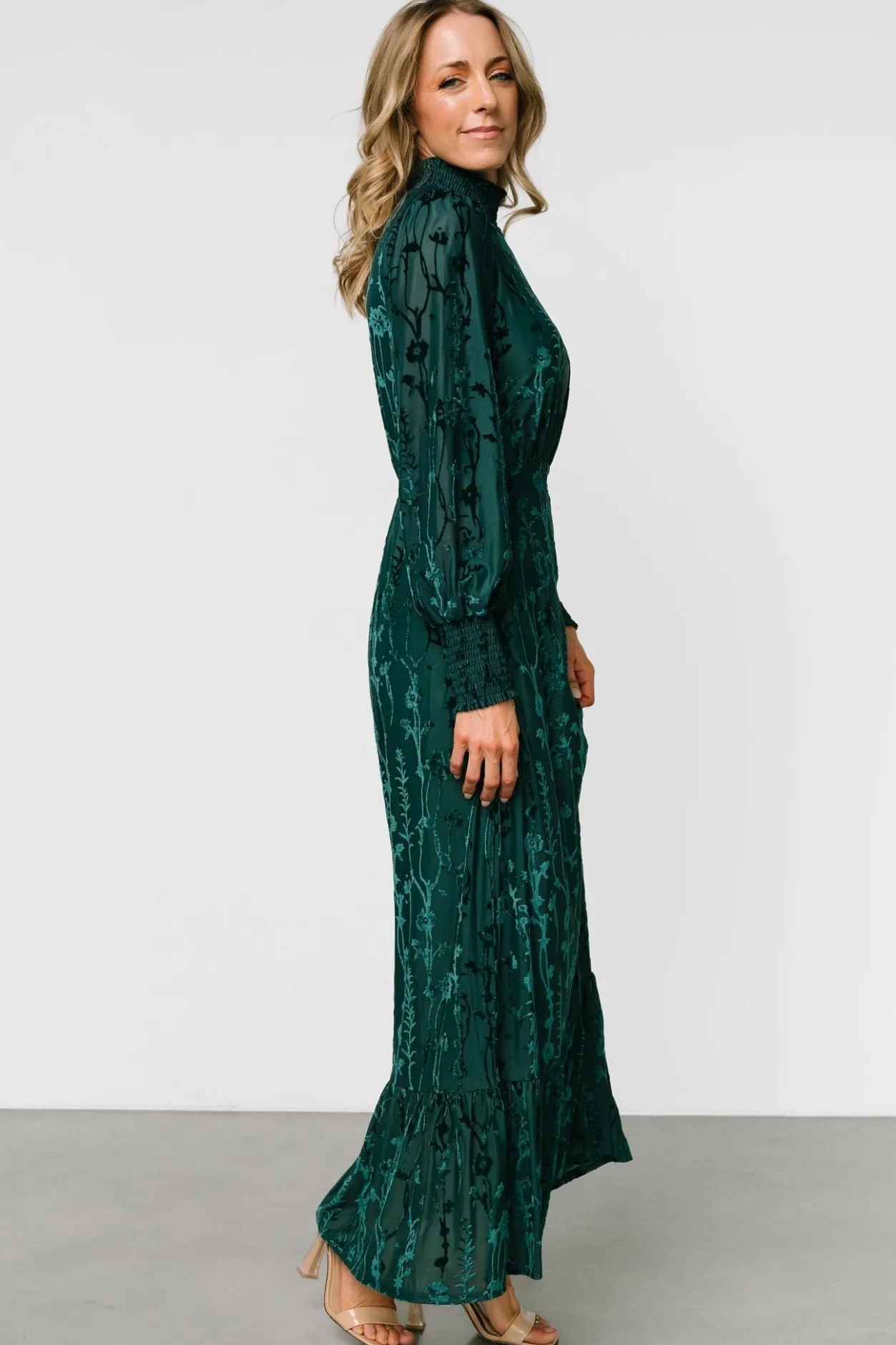 New Baltic Born Penelope Velvet Maxi Dress | Emerald