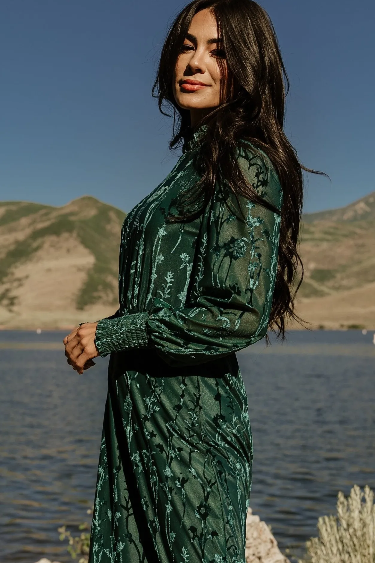 New Baltic Born Penelope Velvet Maxi Dress | Emerald