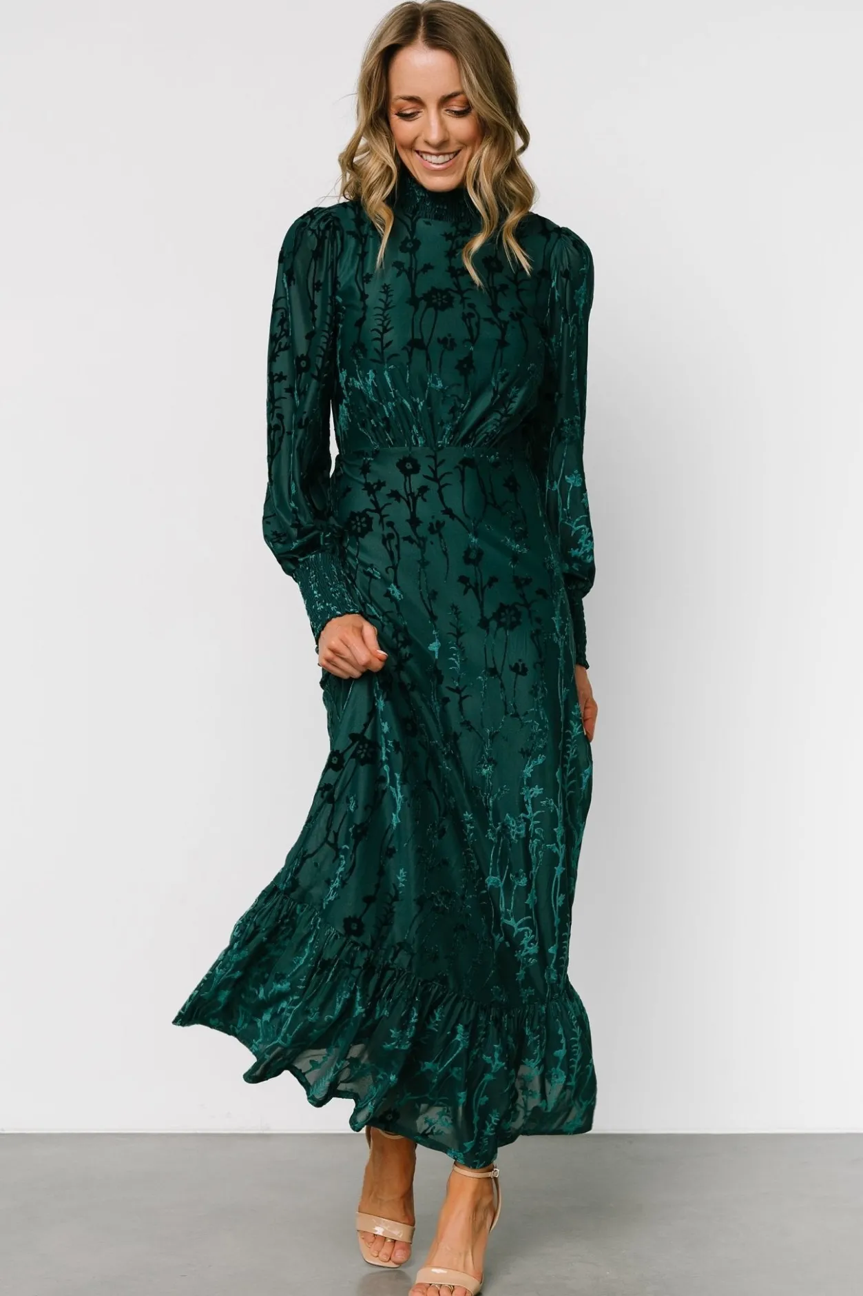 New Baltic Born Penelope Velvet Maxi Dress | Emerald