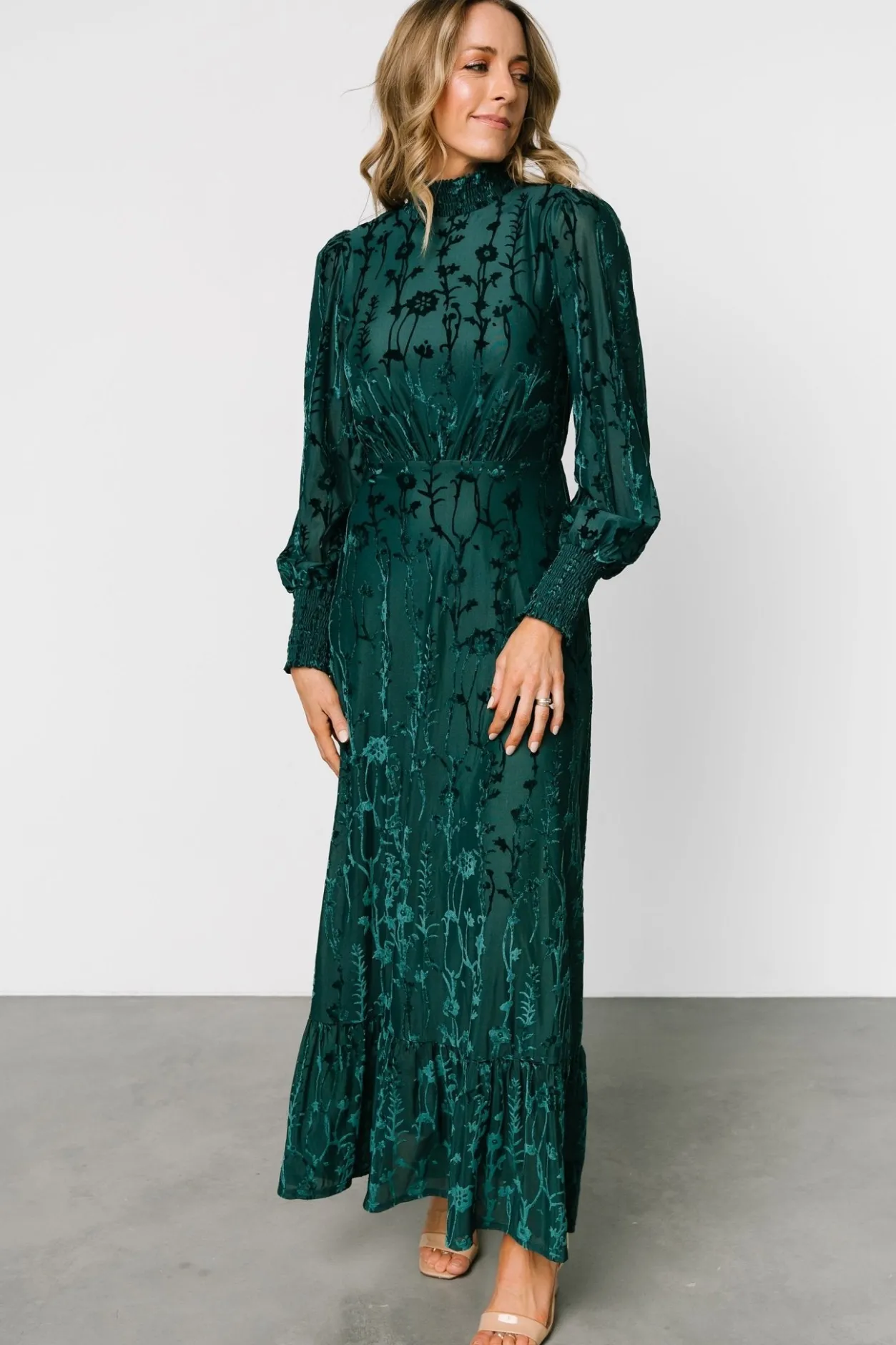 New Baltic Born Penelope Velvet Maxi Dress | Emerald