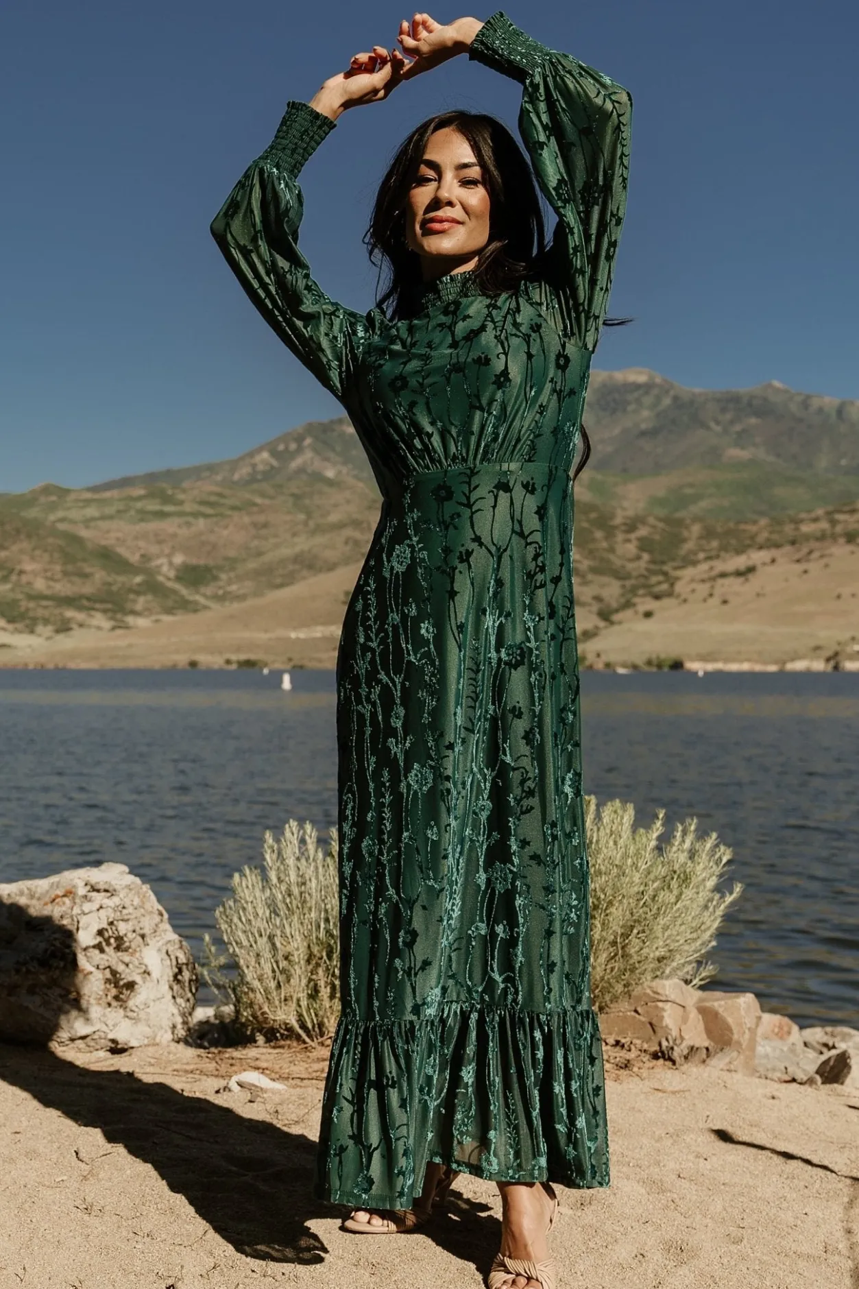 New Baltic Born Penelope Velvet Maxi Dress | Emerald