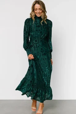 New Baltic Born Penelope Velvet Maxi Dress | Emerald