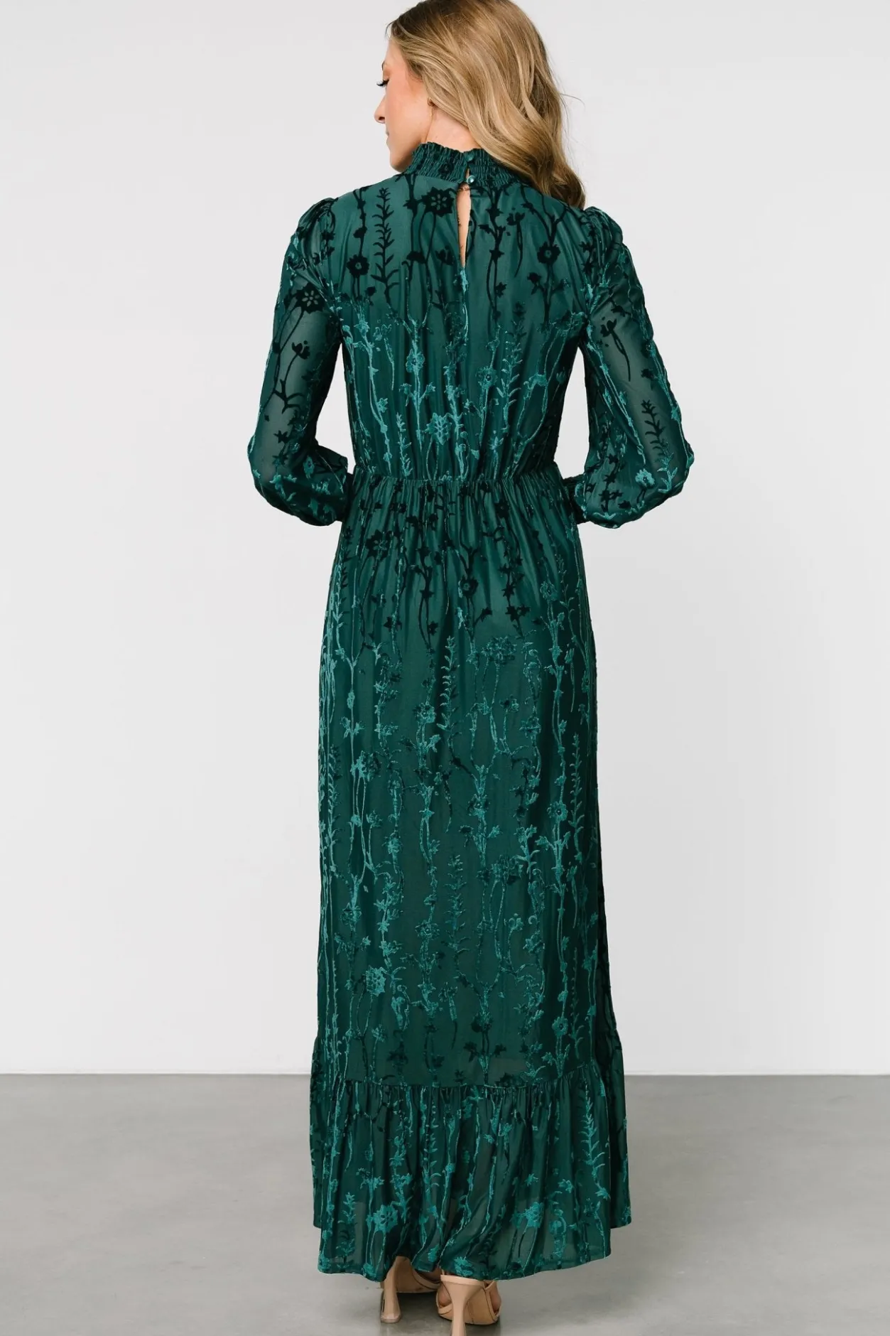 New Baltic Born Penelope Velvet Maxi Dress | Emerald