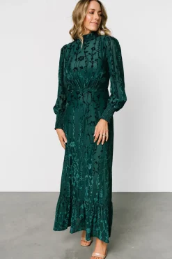 New Baltic Born Penelope Velvet Maxi Dress | Emerald