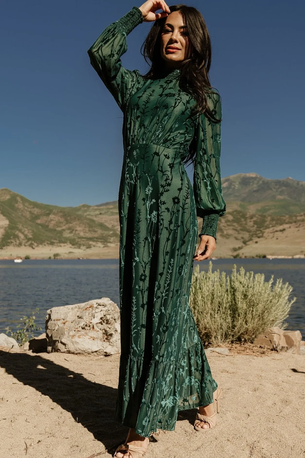New Baltic Born Penelope Velvet Maxi Dress | Emerald