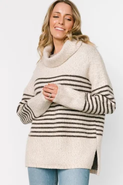 Outlet Baltic Born Pennington Turtleneck Sweater | Cream Multi Stripe CreamMultiStripe