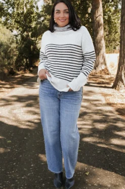 Outlet Baltic Born Pennington Turtleneck Sweater | Cream Multi Stripe CreamMultiStripe