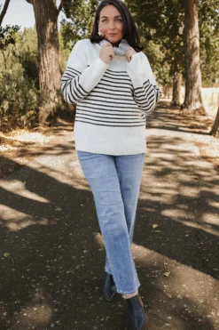 Outlet Baltic Born Pennington Turtleneck Sweater | Cream Multi Stripe CreamMultiStripe