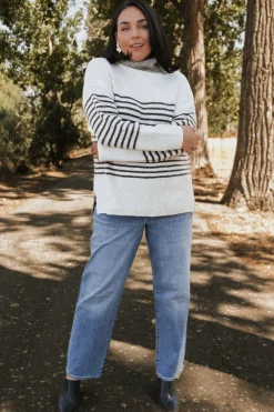 Outlet Baltic Born Pennington Turtleneck Sweater | Cream Multi Stripe CreamMultiStripe