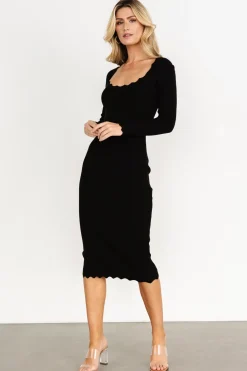 Sale Baltic Born Percy Scalloped Midi Dress | Black