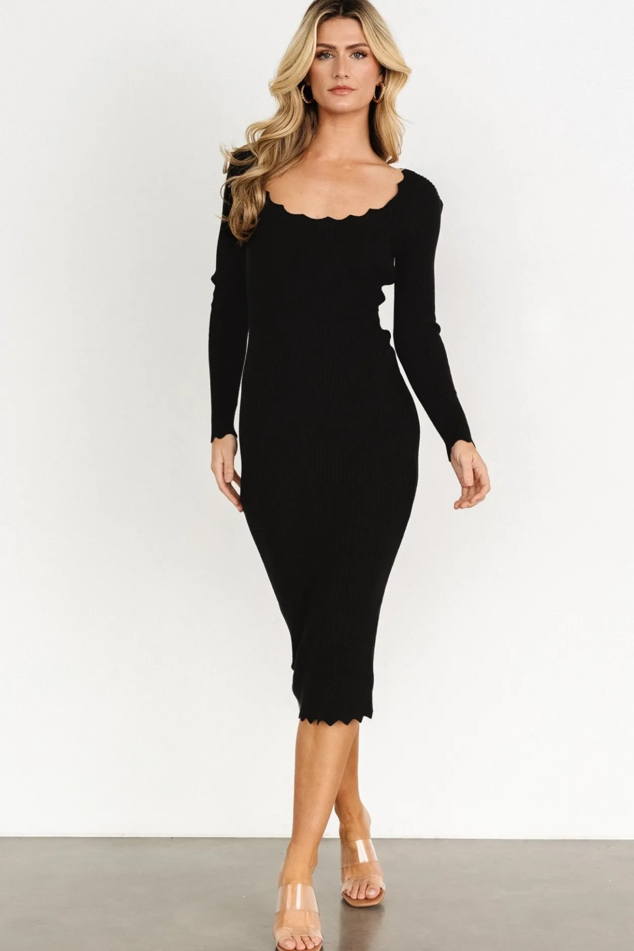 Sale Baltic Born Percy Scalloped Midi Dress | Black