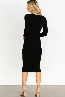 Sale Baltic Born Percy Scalloped Midi Dress | Black