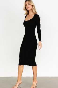 Sale Baltic Born Percy Scalloped Midi Dress | Black