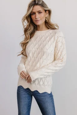 Hot Baltic Born Perle Eyelet Scallop Sweater | Cream
