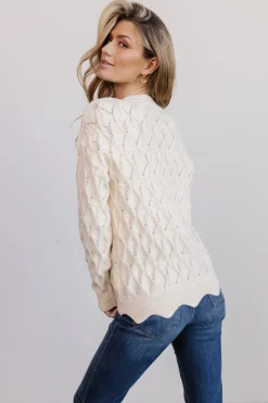 Hot Baltic Born Perle Eyelet Scallop Sweater | Cream