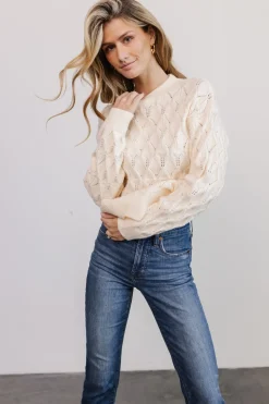 Hot Baltic Born Perle Eyelet Scallop Sweater | Cream