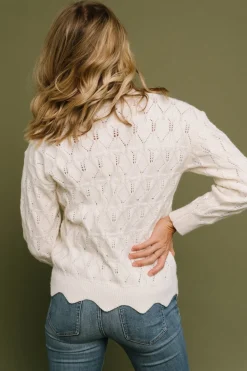 Hot Baltic Born Perle Eyelet Scallop Sweater | Cream