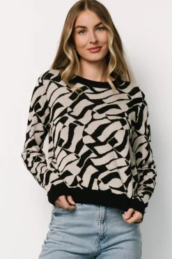 Discount Baltic Born Petra Knit Sweater Top | Black + Ivory Black+Ivory