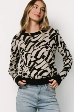 Discount Baltic Born Petra Knit Sweater Top | Black + Ivory Black+Ivory