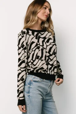 Discount Baltic Born Petra Knit Sweater Top | Black + Ivory Black+Ivory