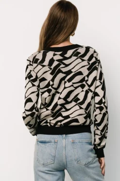 Discount Baltic Born Petra Knit Sweater Top | Black + Ivory Black+Ivory