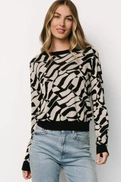 Discount Baltic Born Petra Knit Sweater Top | Black + Ivory Black+Ivory