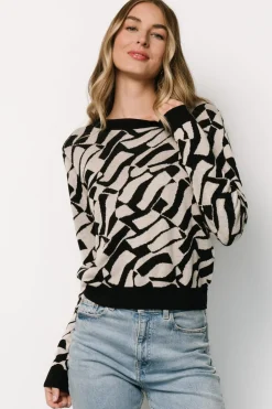 Discount Baltic Born Petra Knit Sweater Top | Black + Ivory Black+Ivory