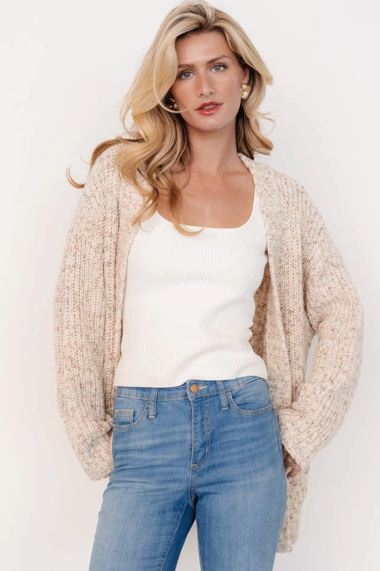New Baltic Born Phillis Chunky Knit Cardigan | Oatmeal Multi OatmealMulti