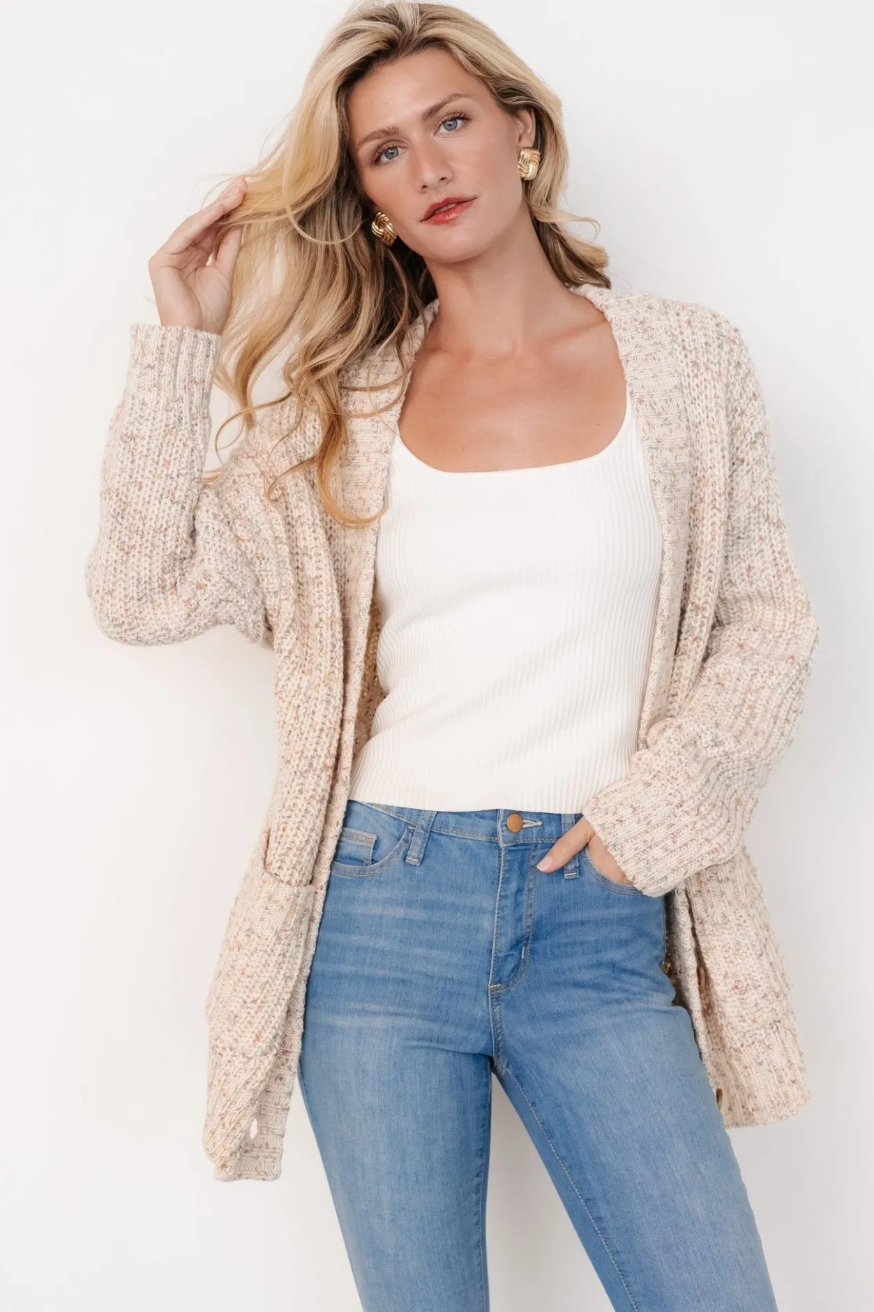 New Baltic Born Phillis Chunky Knit Cardigan | Oatmeal Multi OatmealMulti