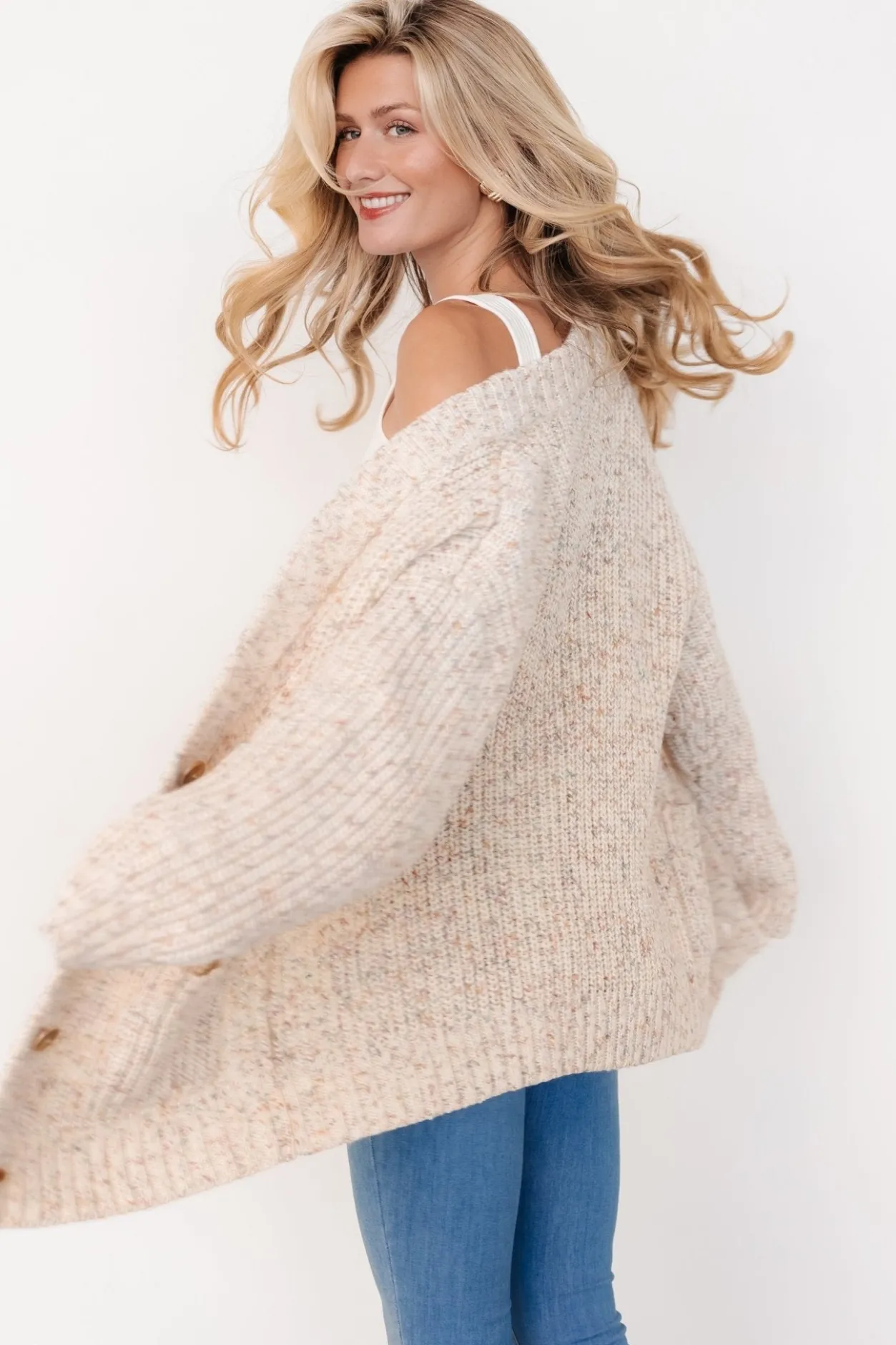 New Baltic Born Phillis Chunky Knit Cardigan | Oatmeal Multi OatmealMulti