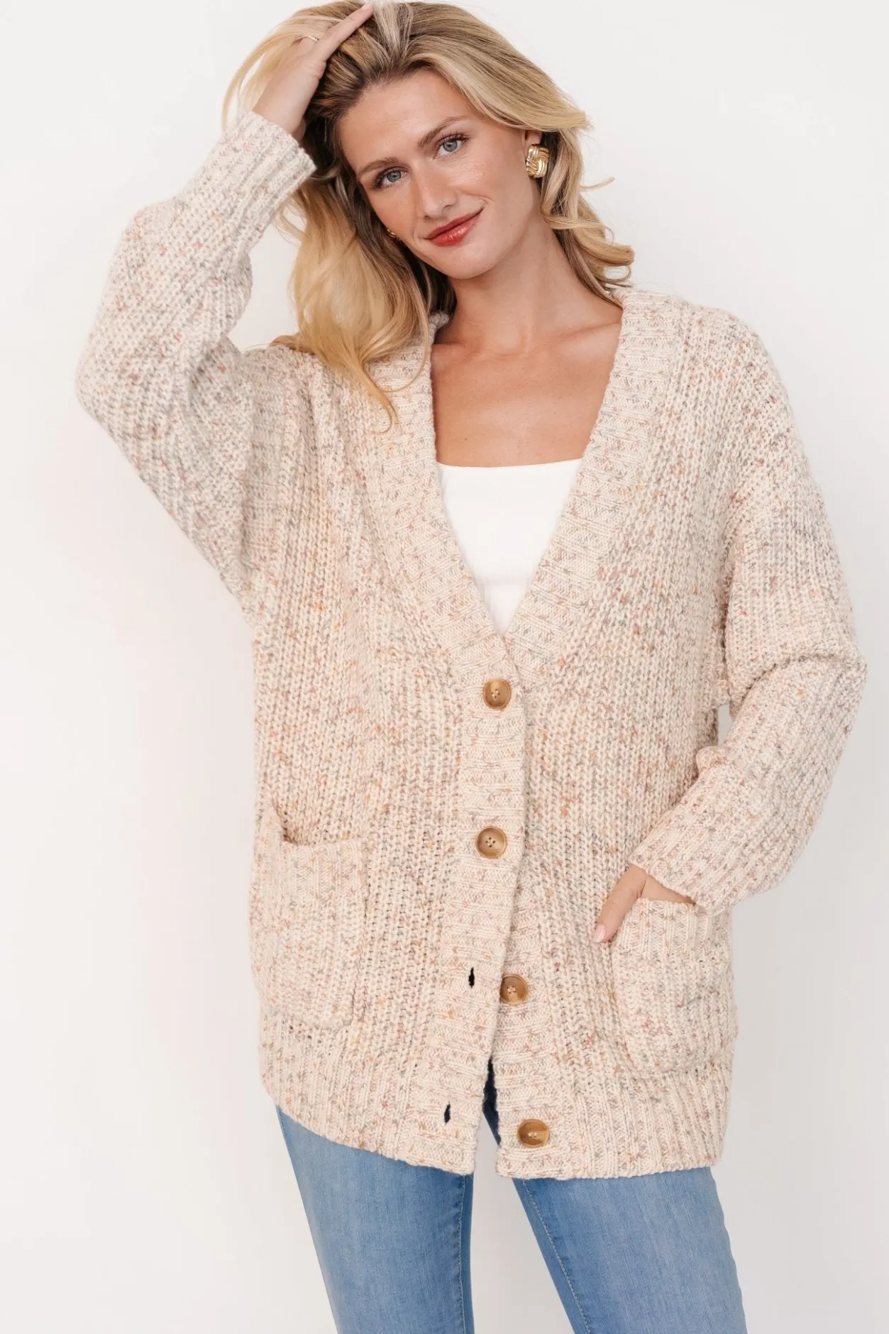 New Baltic Born Phillis Chunky Knit Cardigan | Oatmeal Multi OatmealMulti