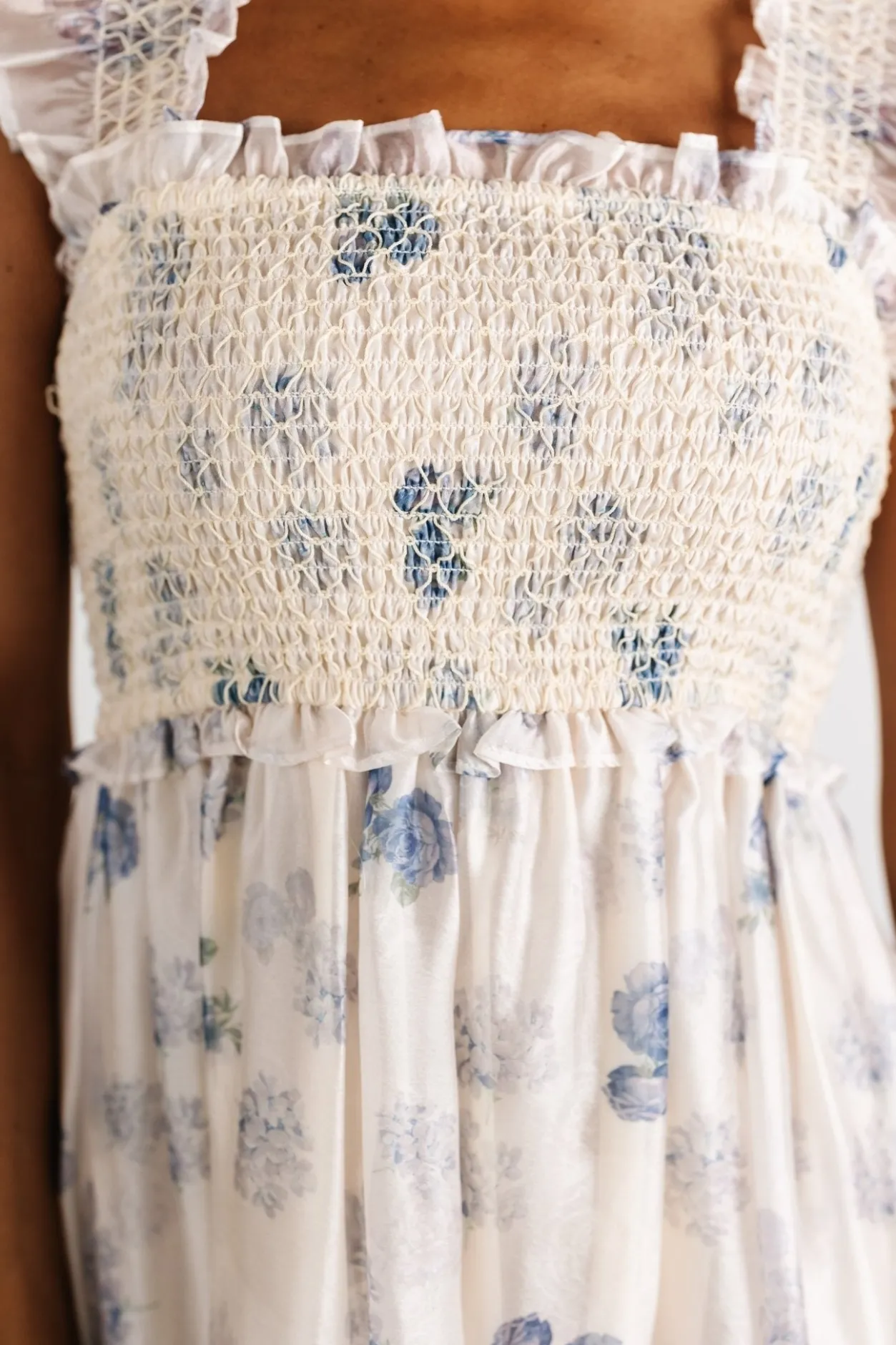 Outlet Baltic Born Phoebe Midi Dress | Cream + Blue Floral Cream+BlueFloral