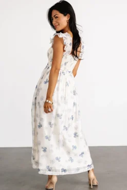 Outlet Baltic Born Phoebe Midi Dress | Cream + Blue Floral Cream+BlueFloral